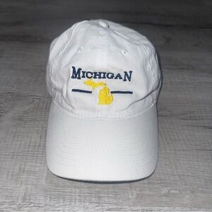 White Embroidered Michigan Strap Back Hat Cap Fahrenheit 100% Cotton Adult OSFA